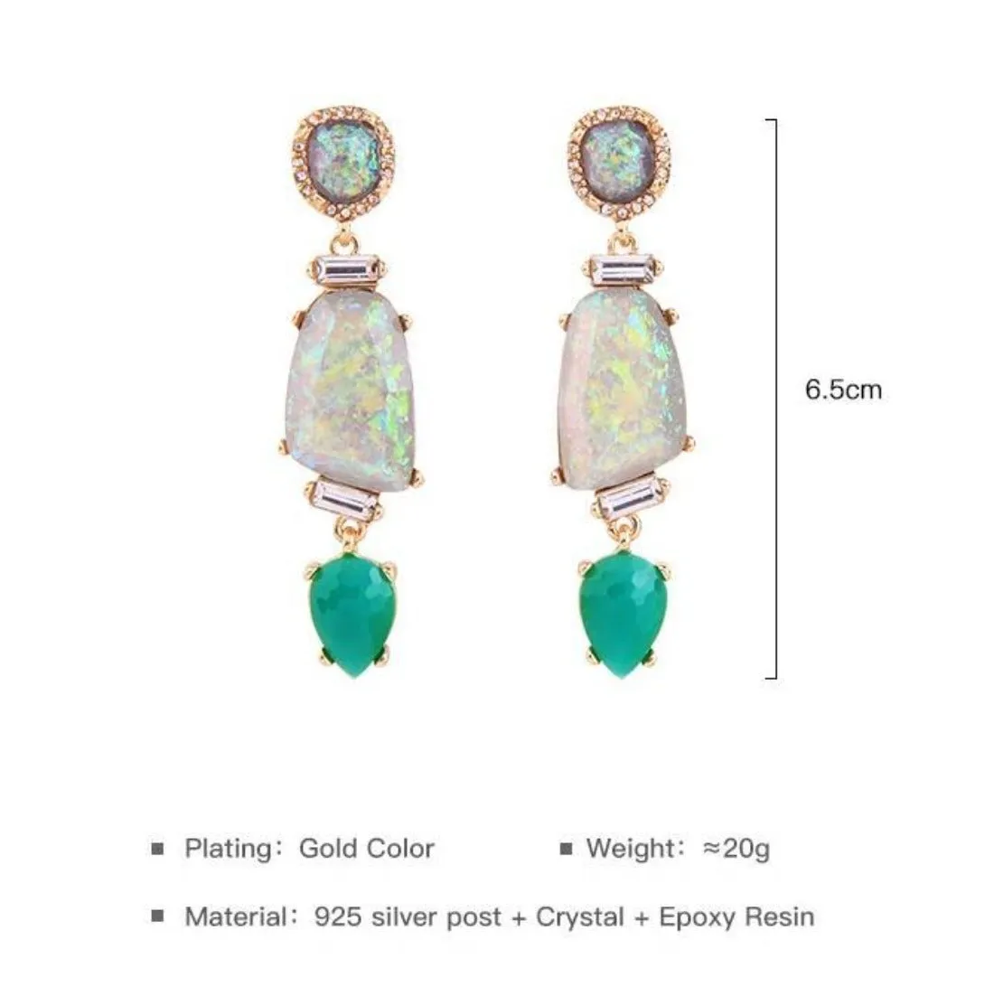 Aqua Teal Blue Geometric Collar Necklace Earring Set
